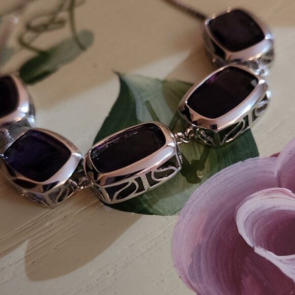 JTV African Amethyst Silver Bolo Bracelet - Picture 4 of 6